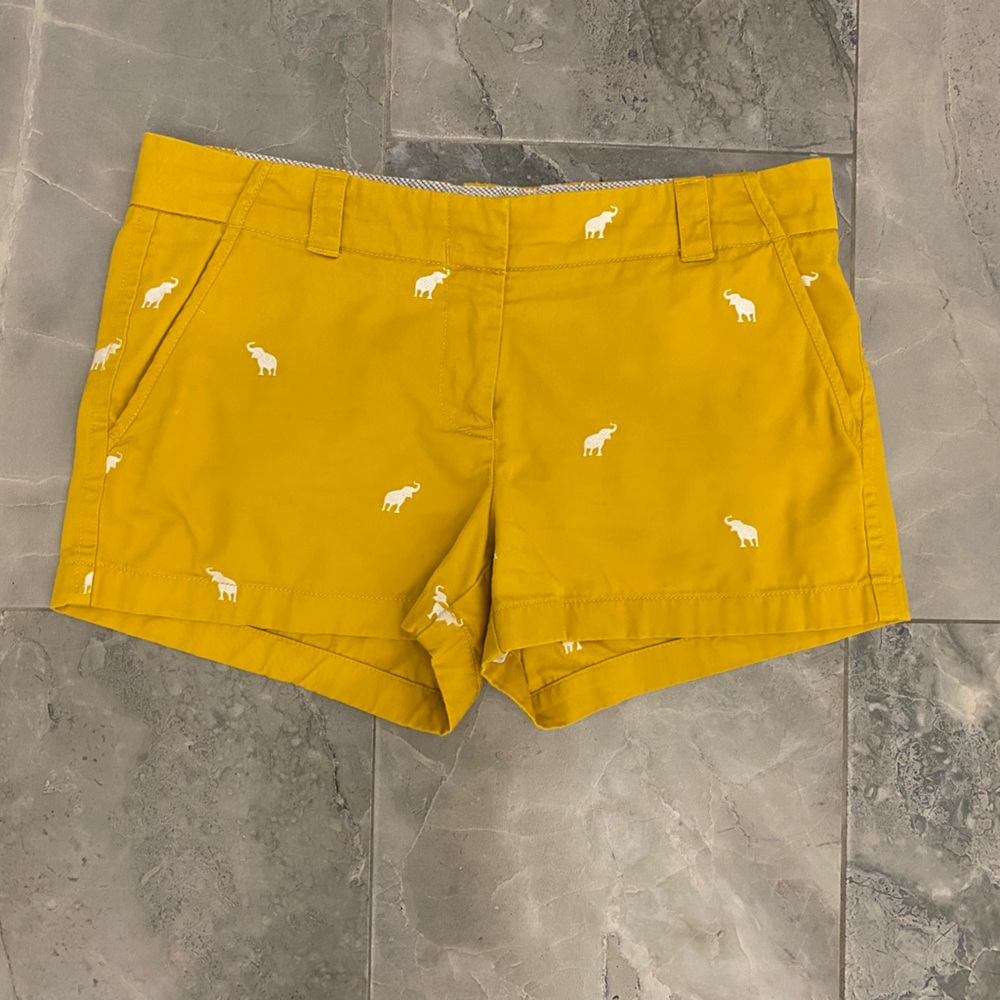 J Crew Chino Shorts in Mustard with Elephant Print size 8